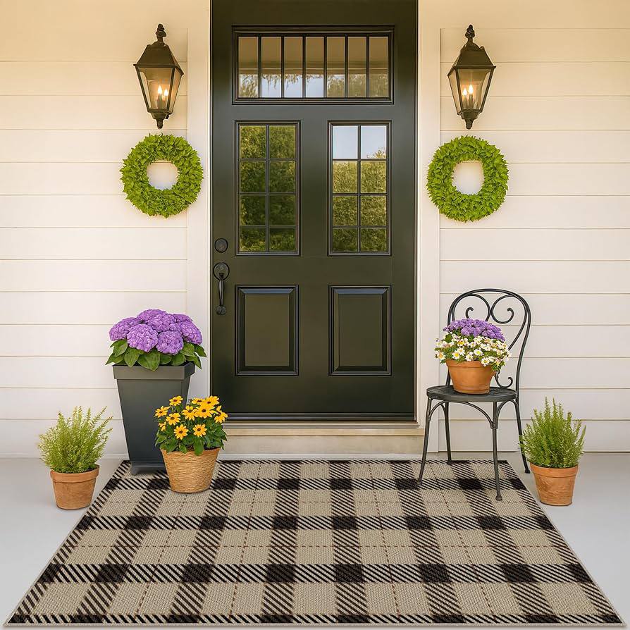 Rustic Checkered Area Rug