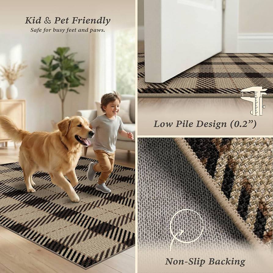 Rustic Checkered Area Rug