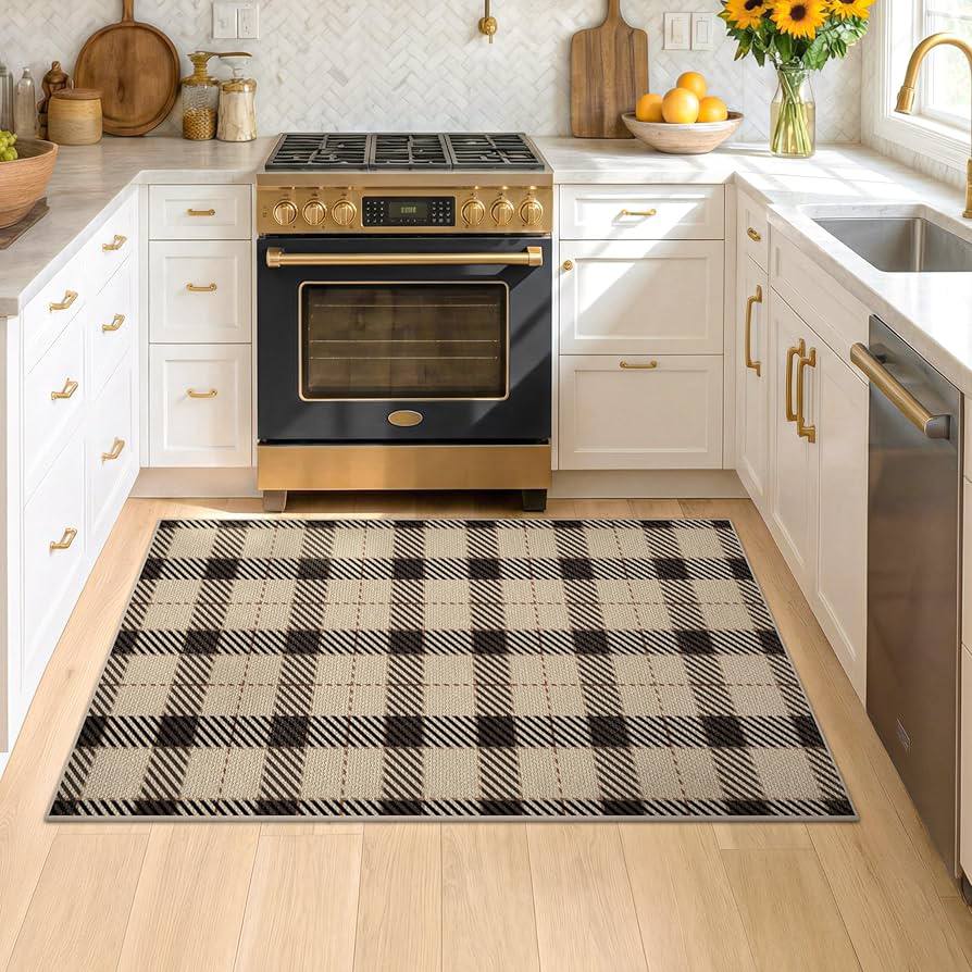 Rustic Checkered Area Rug