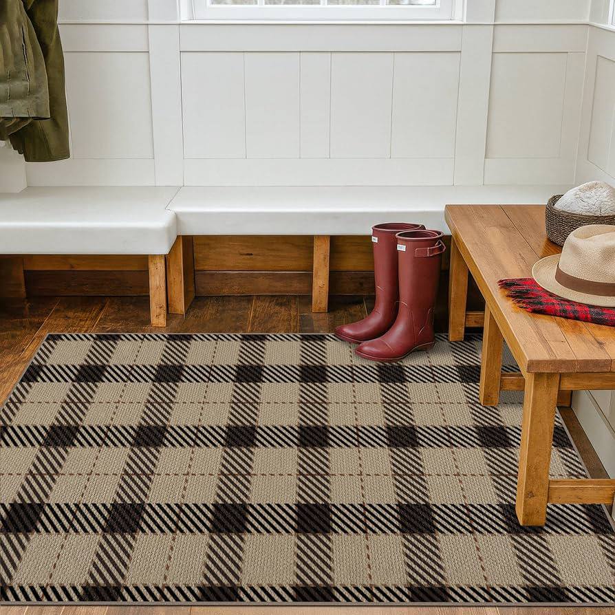 Rustic Checkered Area Rug